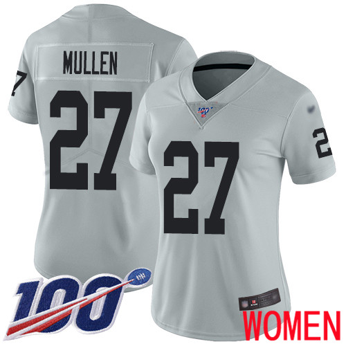 Oakland Raiders Limited Silver Women Trayvon Mullen Jersey NFL Football #27 100th Season Inverted Jersey->nfl t-shirts->Sports Accessory